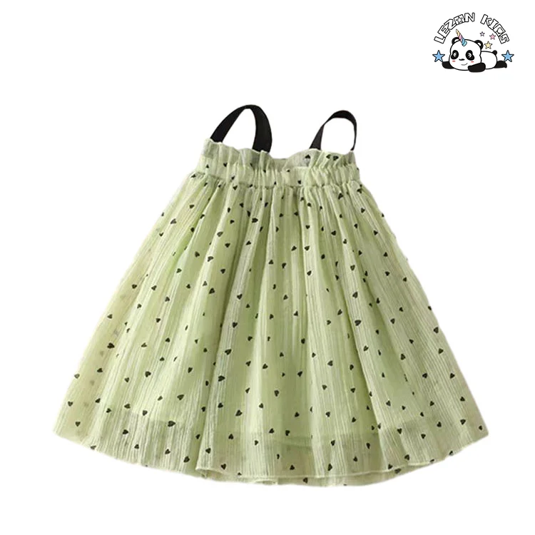 LEZONKIDS - Melhor Novo Produto de 2024 alça de espaguete preto pontilhado vestidos de meninas vestidos de 2-12 roupas infantis